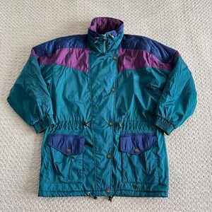 Vintage Obermeyer Winter Retro Ski Jacket Colorblock Women's Size 12 Insulated